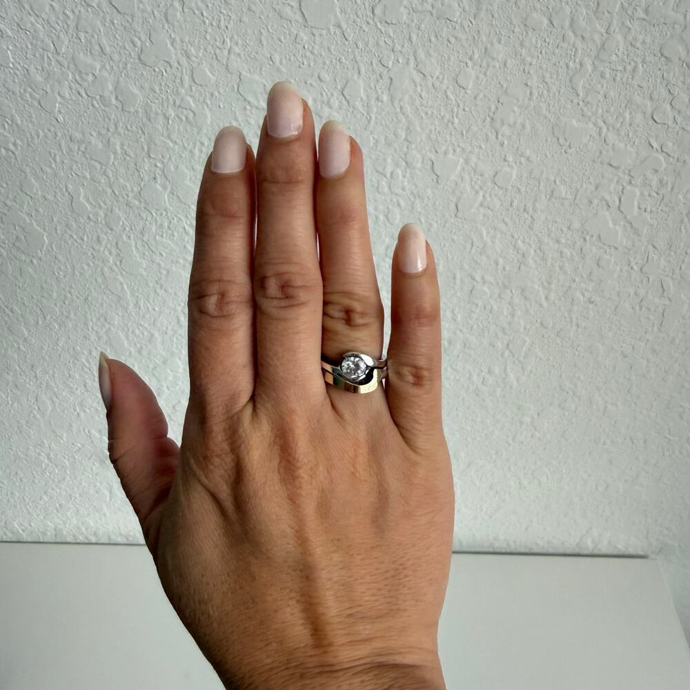 Rings Bundle Sterling Silver 925 Colombian Made with Rhinestones 5 piece Size 7 - Picture 6 of 8